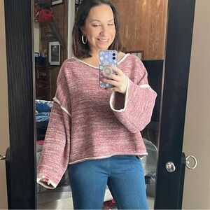 She  & Sky red / purple marled sweater